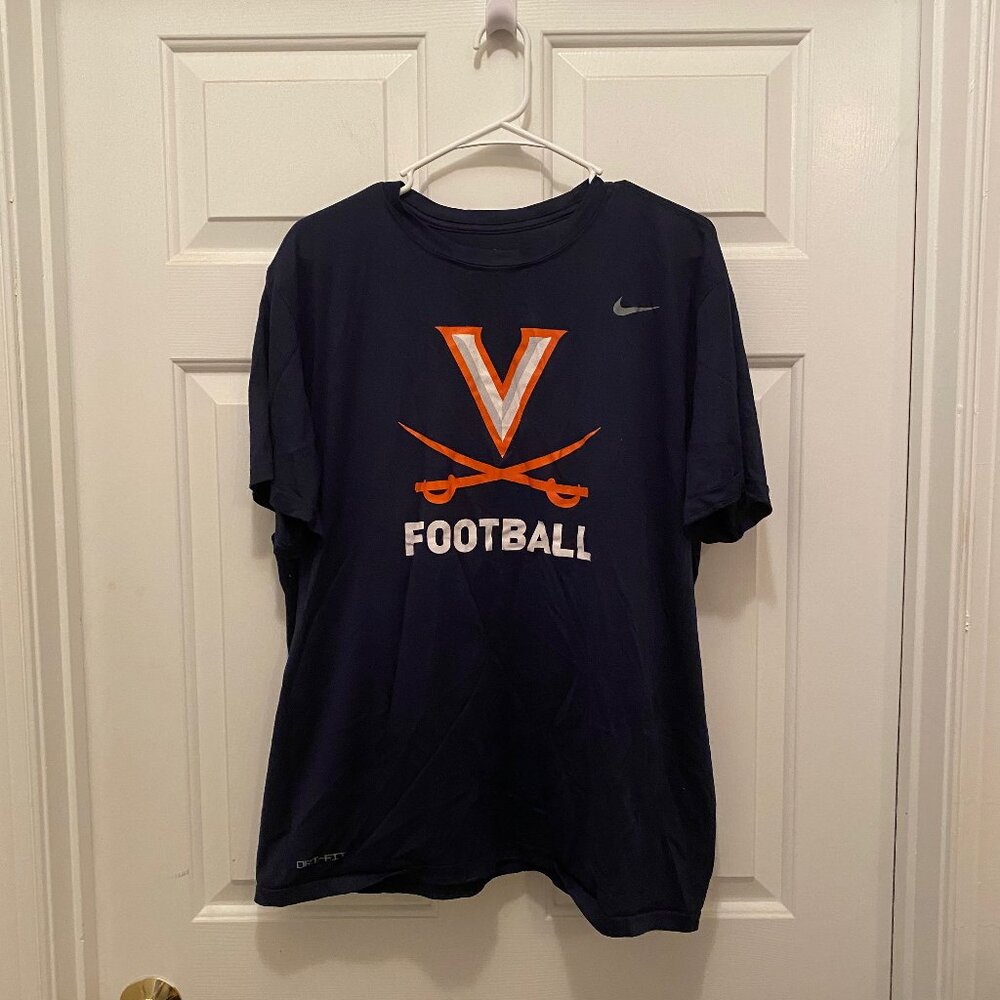 Virginia UVA Cavaliers Football Team Issued Nike Foundation Blue T-Shirt XL